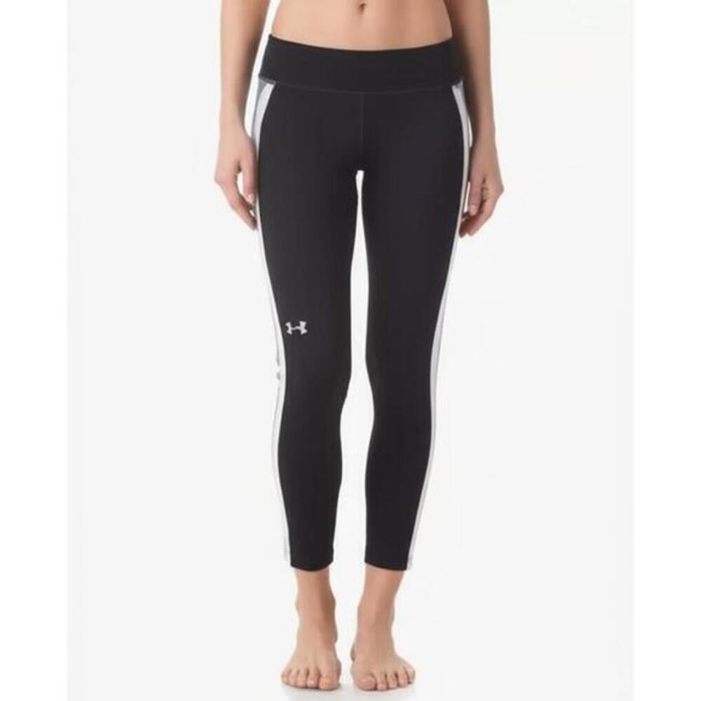 Under Armour Womens Size Small Leggings Black Blue Colorblock Side Stripe
